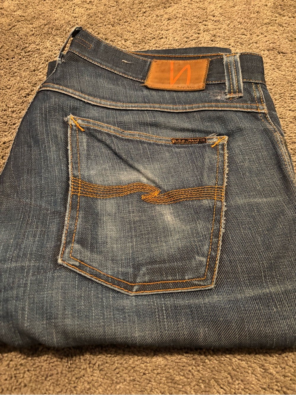 Men’s Nudie Jeans Slim Jim in Dry Japan - super broken in/thrashed